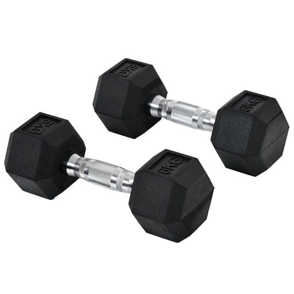 Håndvægtsæt, Metal Konstruktion, Hexagonal Hoveddesign,Sort