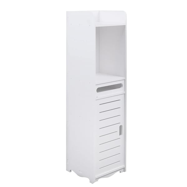 Kylpyhuoneen sivukaappi, MDF-materiaali, 60 cm korkeus, Useita hyllyjä, Paperiteline, Kokoaminen vaaditaan