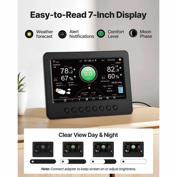 Vejrstation, 7-i-1 sensor, HD display,7-i-1 YT60311