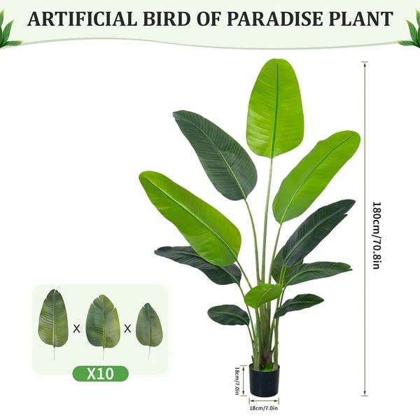 Kunstig Paradisfugl Plante, Robust Konstruktion, Ingen Vedligeholdelse Krævet,grøn