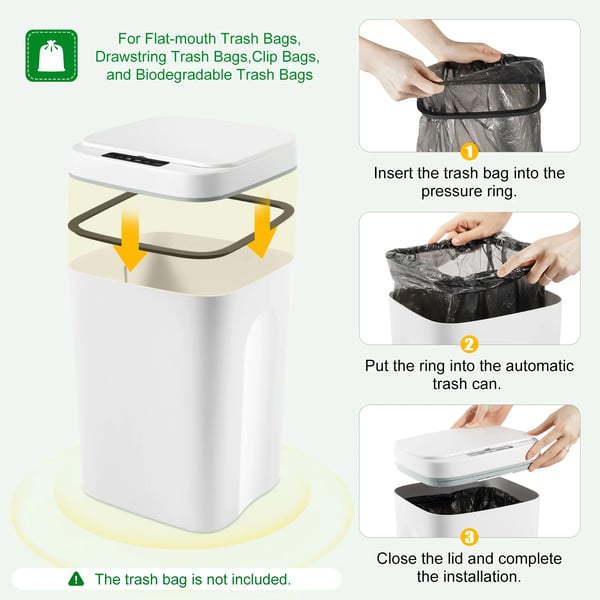 Smart Sensor Soptunna, 16L Kapacitet, Handsfree Drift,16L