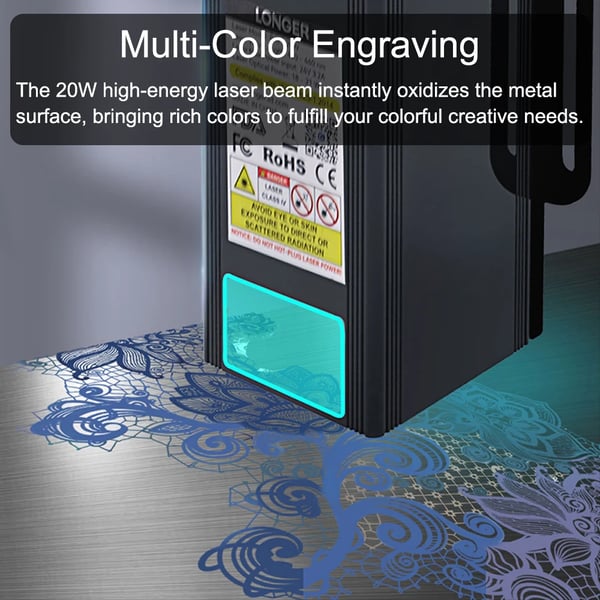 Lasergraver, Høj Præcision, 375x375mm Graveringområde, Touchscreen Interface,Ray5 20W
