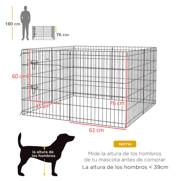Hundegård, Metal Konstruktion, Alsidigt Design,76x61 cm, sort