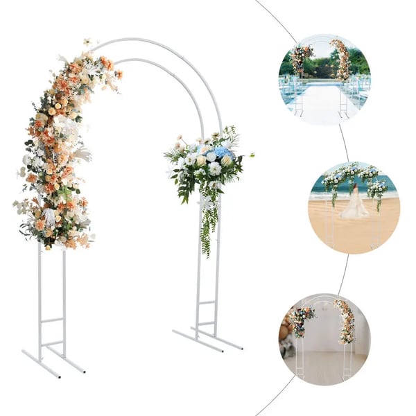 Metallbröllopsbåge, modern design, fristående struktur,M, VIT