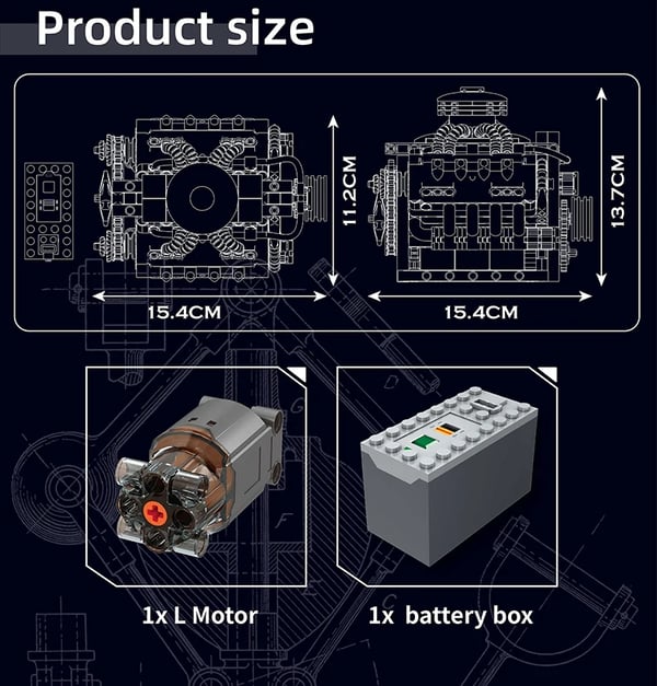 Mould King LSX454 V8 Motor Byggeblox, 487 Stykker, Miljøvenlig ABS Plast,original boks emballage