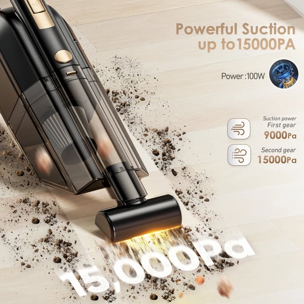 Trådløs støvsuger, 100W effekt, 23 minutters batterilevetid, 17oz støvbeholderkapacitet,EU