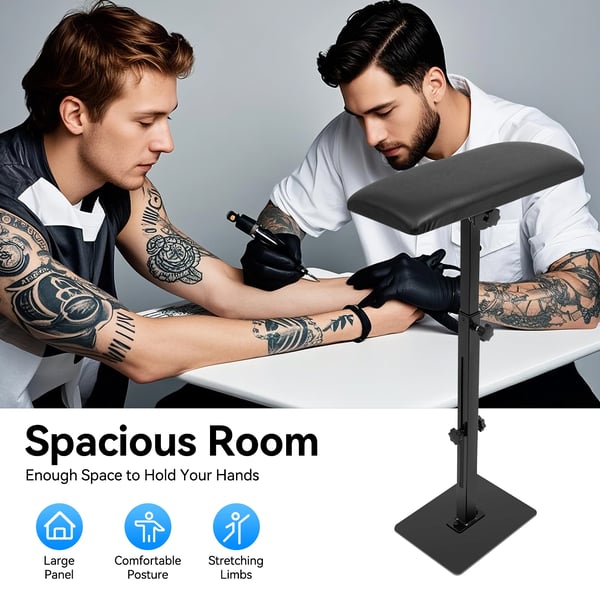 Tattoo Armstøtte, Justerbar Højde, Ergonomisk Design,sort
