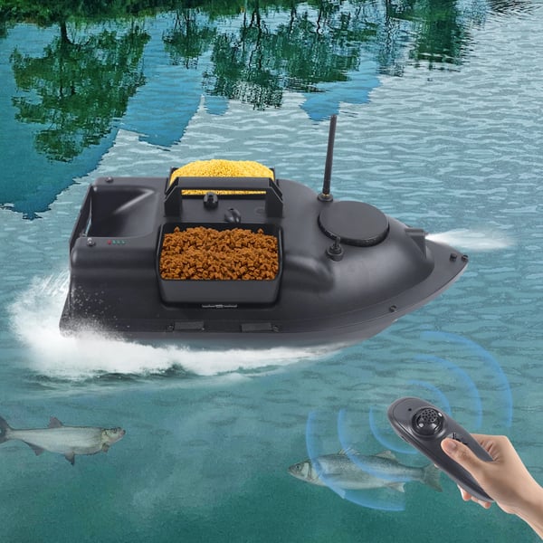 Fiskebaitbåd, 2 kg belastningskapacitet, 500 m kontrolområde, ABS-materiale,sort