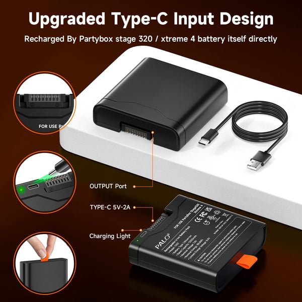 Erstatningsbatteri, 12000mAh kapacitet, kompatibel med bærbare lydapparater,1PCS