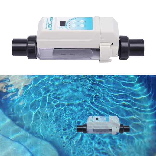 Klorinator, 8g/h klorudgang, egnet til 50m³ svømmebassiner, 220V/110V spænding, dimensioner 38,7*15,2*12,2 cm, saltindhold 2700-4500 PPM