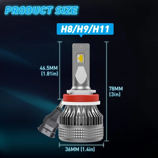 LED-ajovalopolttimo, 7200 lumenin teho, helppo asennus,6500K, H11