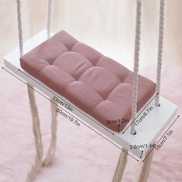 Trægyngesæde, Polstret Komfort, Justerbart Hampesejl,Pink