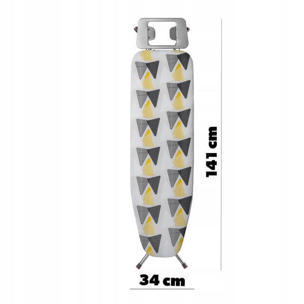 Silityslauta, lastulevy 5 mm vaahtomuovipinnoitteella, mitat 114x34 cm, kolmiportainen korkeuden säätö, paino 3,2 kg, irrotettava puuvillakansi