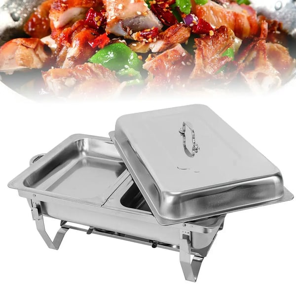 Chafing Dish, Fällbart Stativ, Eldsäkerhetslock,Silver, 2