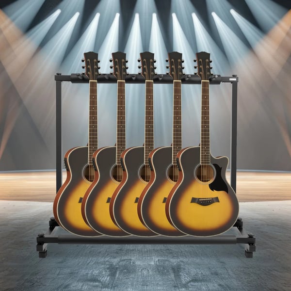 Guitar Stativ, Holder 5 Guitarer, Holdbar og Stilfuld Design,sort