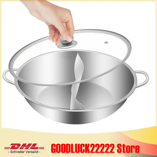 Hot Pot, Rustfrit Stål Materiale, Diameter 34 cm, Højde 8,5 cm, Nettovægt 1,3 kg, Opvaskemaskine Sikker