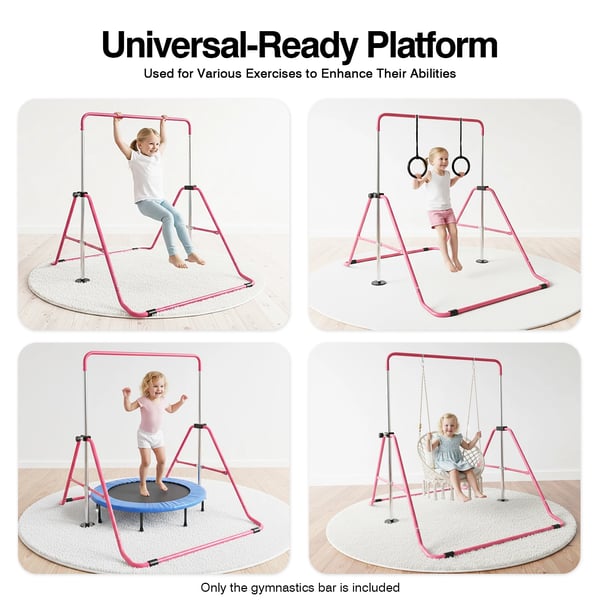 Gymnastikstang, Foldbart Design, Understøtter Børn Op Til 220 lbs,Pink