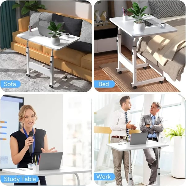 Computerbord, Højdejusterbart, Mobil med Låsehjul,HVID