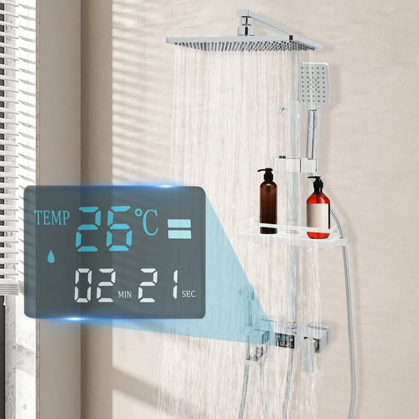 Duschsystem, 360° roterbar takdusch, fyra vattenutlopp lägen,Silver