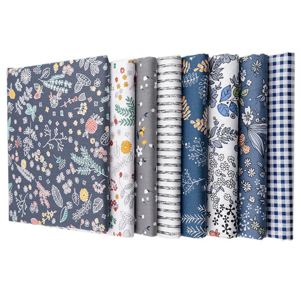 Patchwork tygset, 8 mönster, 100% bomull, 50 x 50 cm, 50x50cm, 8st