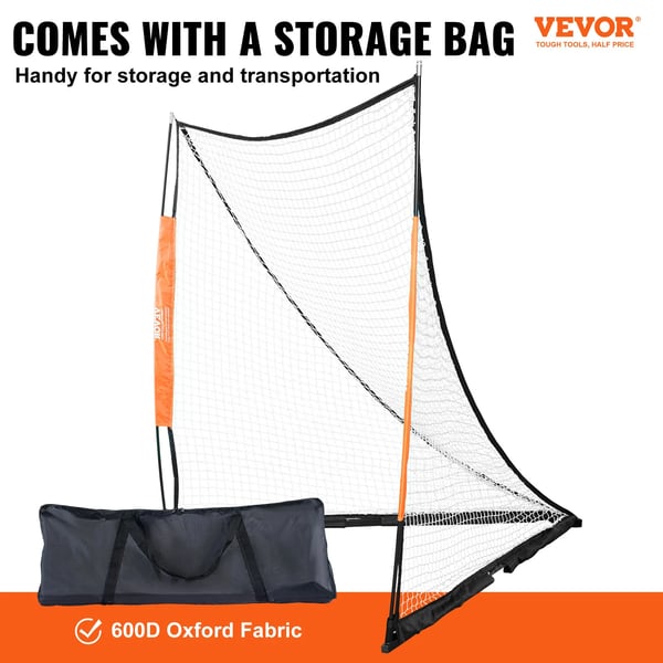 Lacrosse Mål, 6 x 6 fod, Fiberglass Stang, Knudefri Polyester Net, 17,13 lbs, Egnet til Standard Mål