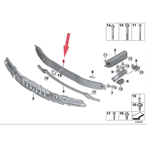 Front Bumper Forstærkning Crash Bar, Aluminium, Direkte Erstatning, Passer til 2012-2018 BMW 3 Serie,som vist