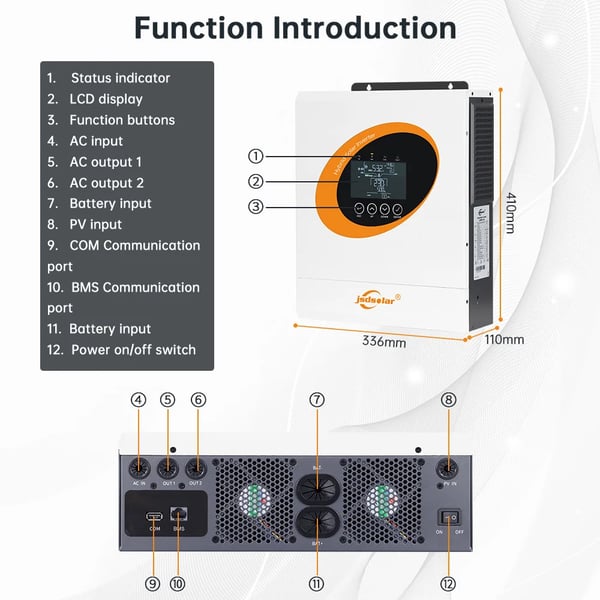 Inverter, Hybrid Design, Wi-Fi Overvågning,220-240VAC, 48V