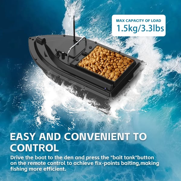 Bait Boat, Stor Baitkapacitet, Fjärrstyrd Drift,svart