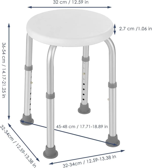 Bruserstol, Aluminiumkonstruktion, Højdejusterbar 36-54 cm, Skridsikre Fødder, Kompakt Design, Samling Påkrævet