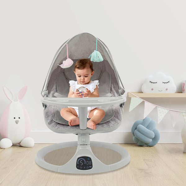 Elektrisk Baby Gyngestol, Automatisk Beroligelse, Justerbare Gyngesvinkler,GRÅ