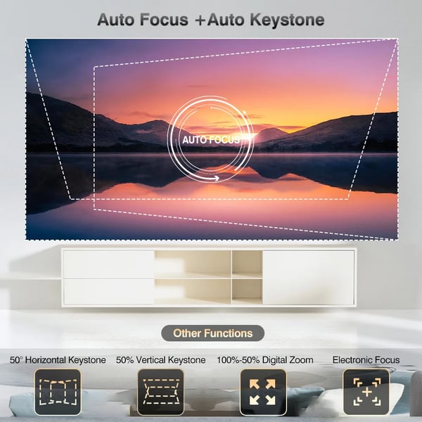 Projektor, Native 1080P, Autofokus & Automatisk Keystone,G2