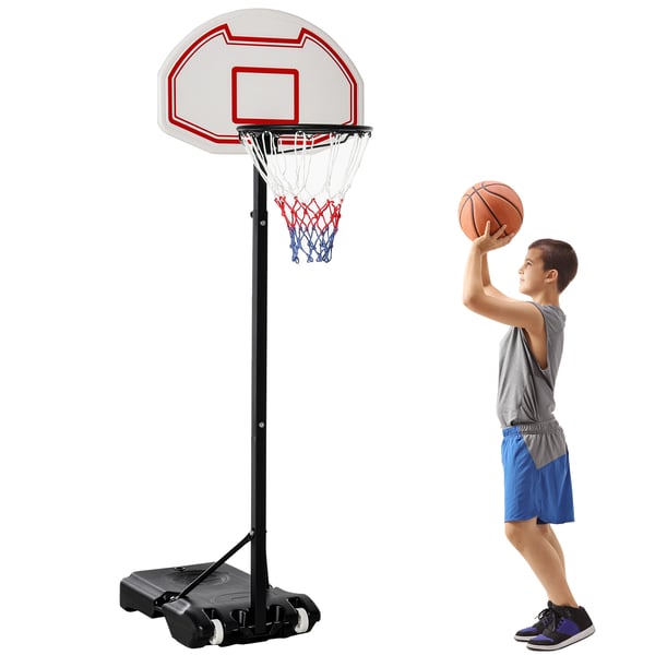 Basketballkurv, Justerbar Højde 194-249cm, Fyldbar Base, Egnet til Aldre 14+, Integrerede Hjul, Holdbar Konstruktion