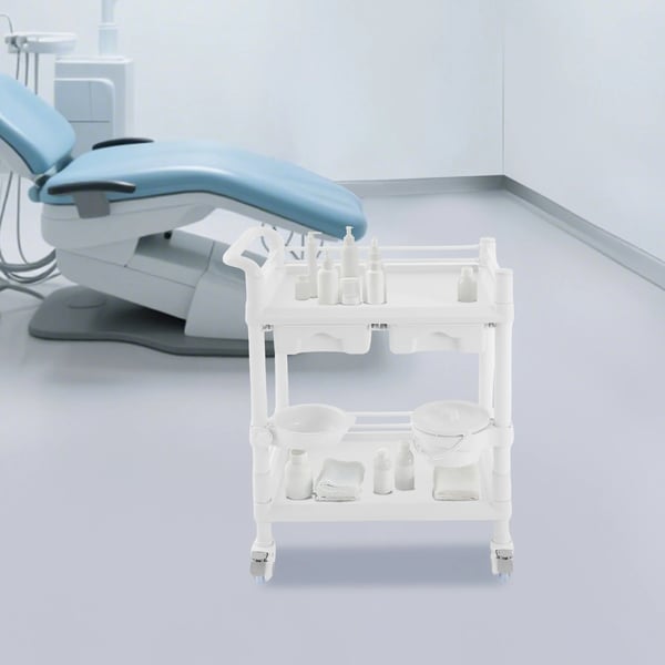 Medicinsk vogn, 2 niveauer, 90 kg belastningskapacitet,HVID