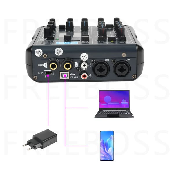 Äänimikseri, Bluetooth-yhteys, 99 DSP-efektiä,EU-pistoke