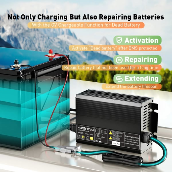 Batterioplader, 40A Hurtigopladning, 0V Aktiveringsfunktion,EU