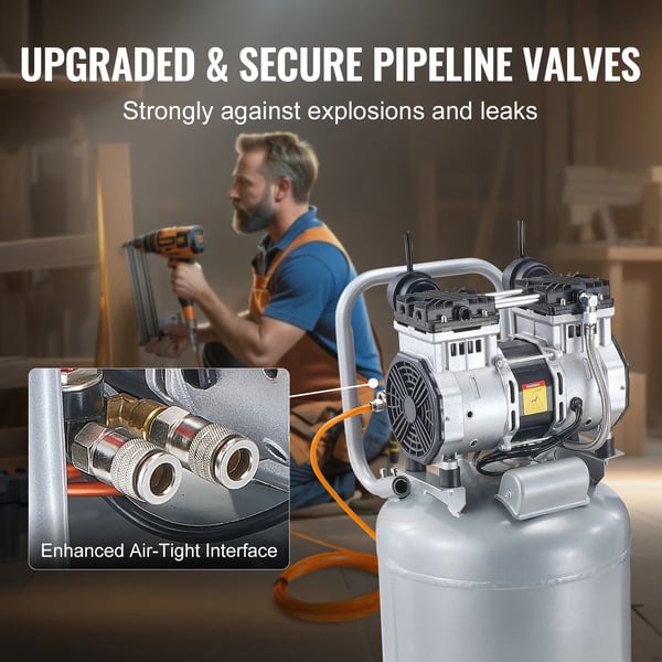 Luftkompressor, 2HK Motor, 13 Gallon Tank, 116 PSI Maks Tryk, 4 SCFM @ 90 PSI, ≤63dB Støjniveau