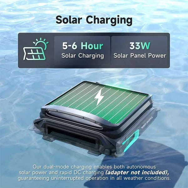 Pool Skimmer, 5200 mAH Batteri, 7L Filter, 33W Effekt, 7-8 Timer Driftstid, IPX8 Vurdering