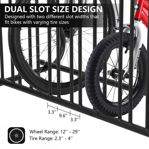 Gulvcykelstativ, Kapacitet 10 Cykler, Dimensioner 155 cm Længde x 68 cm Bredde x 75 cm Højde, Dobbelt-Sidet Design, Holdbart Legeringsstål Materiale