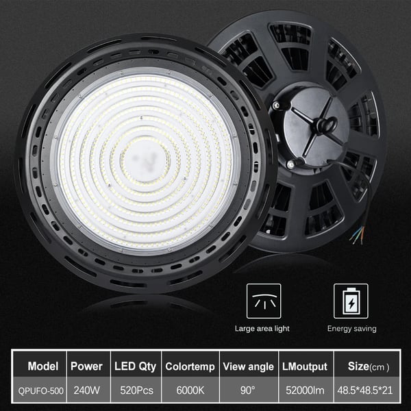 High Bay LED lys, 400W effekt, 6000K farvetemperatur, IP65 vandtæt, aluminiums hus