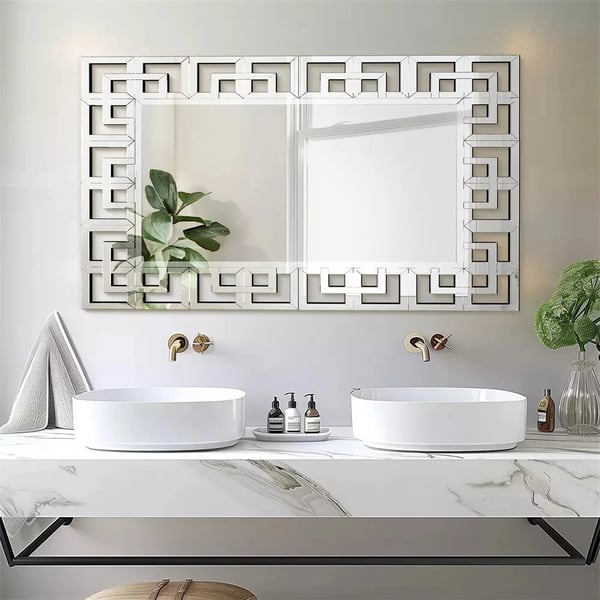 Væg Spejl, Fasede Kanter, Moderne Design,Lys Grå