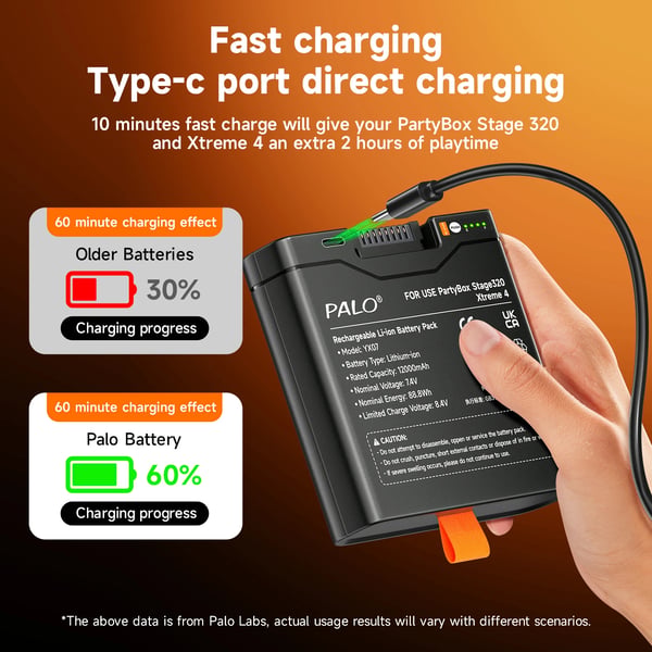 Genopladeligt batteri, 12000mAh kapacitet, kompatibelt med bærbare højttalermodeller,1PC