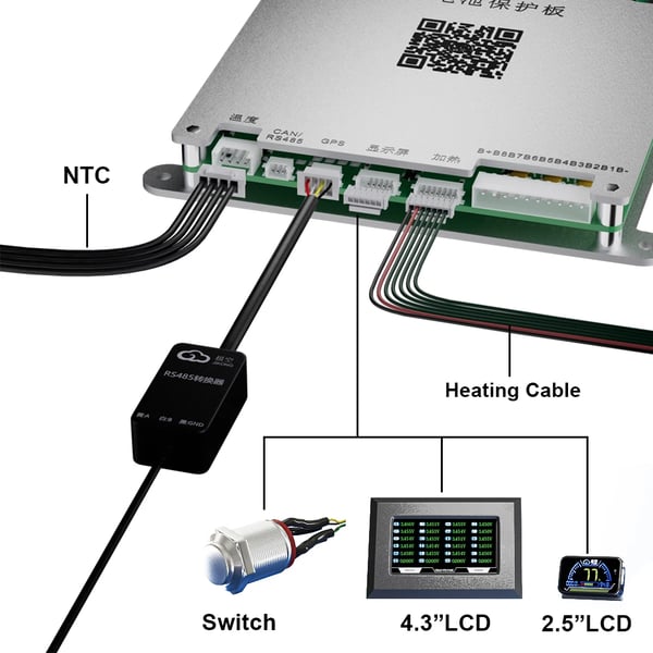 Batteristyringssystem, Aktiv Balancering, Bluetooth Kommunikation,8s, BD4A8S4P, 40A