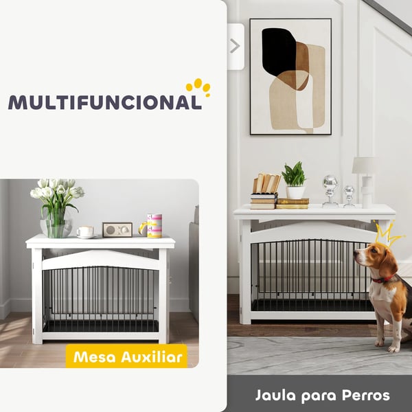 Hundebur, Holdbare Materialer, Nem Adgangsdesign,Hvid, 82.5X57.5X59.5 cm