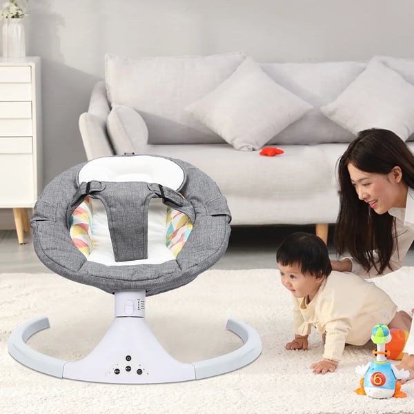 Smart Baby Elektrisk Vuggestol, 5-Trins Amplitudemodulation, Bluetooth Musik,GRÅ