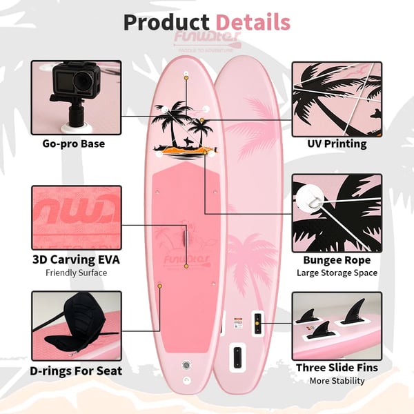 Stand-Up Paddle Board, Alsidig Kajakfunktion, Indbygget Kameramontering,SUPFW37B