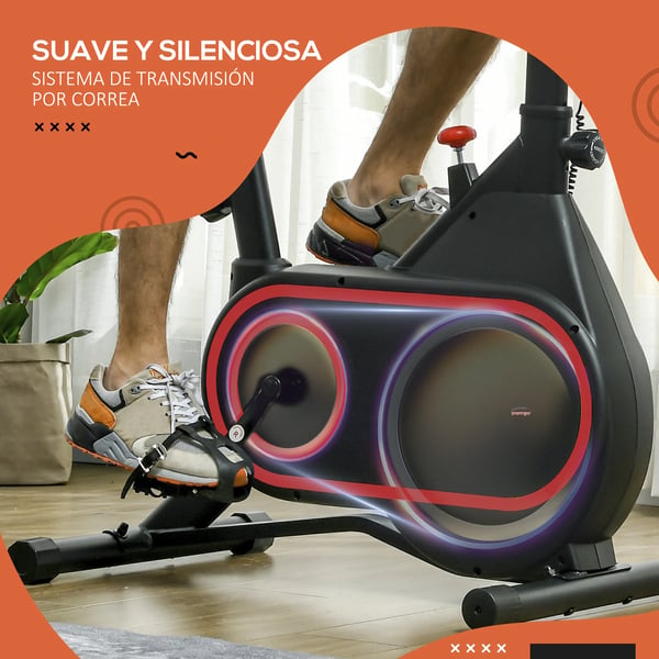Stationær cykel, justerbar modstand, kompakt design,Rød