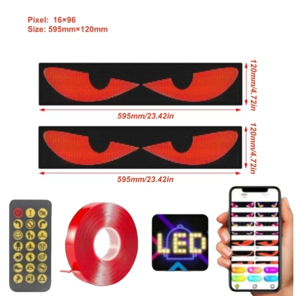 LED-lys, 5V effektvurdering, dimensioner 3,5 cm x 3,5 cm, universel bilkompatibilitet, trådløs klæbemontering, CE-certificeret