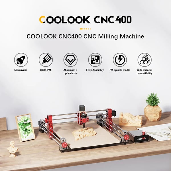CNC Router, Aluminiumkonstruktion, Højpræcisionsbevægelse & Lavt Støjniveau,CNC400