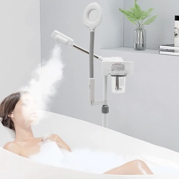 Ansigtsspa og Forstørrelseslampe, 800W Dampkraft, 5X Forstørrelse, Justerbar Højde
