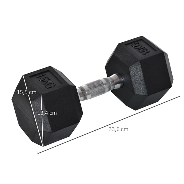 Käsipaino, 15 kg, Voimaharjoittelu,Musta